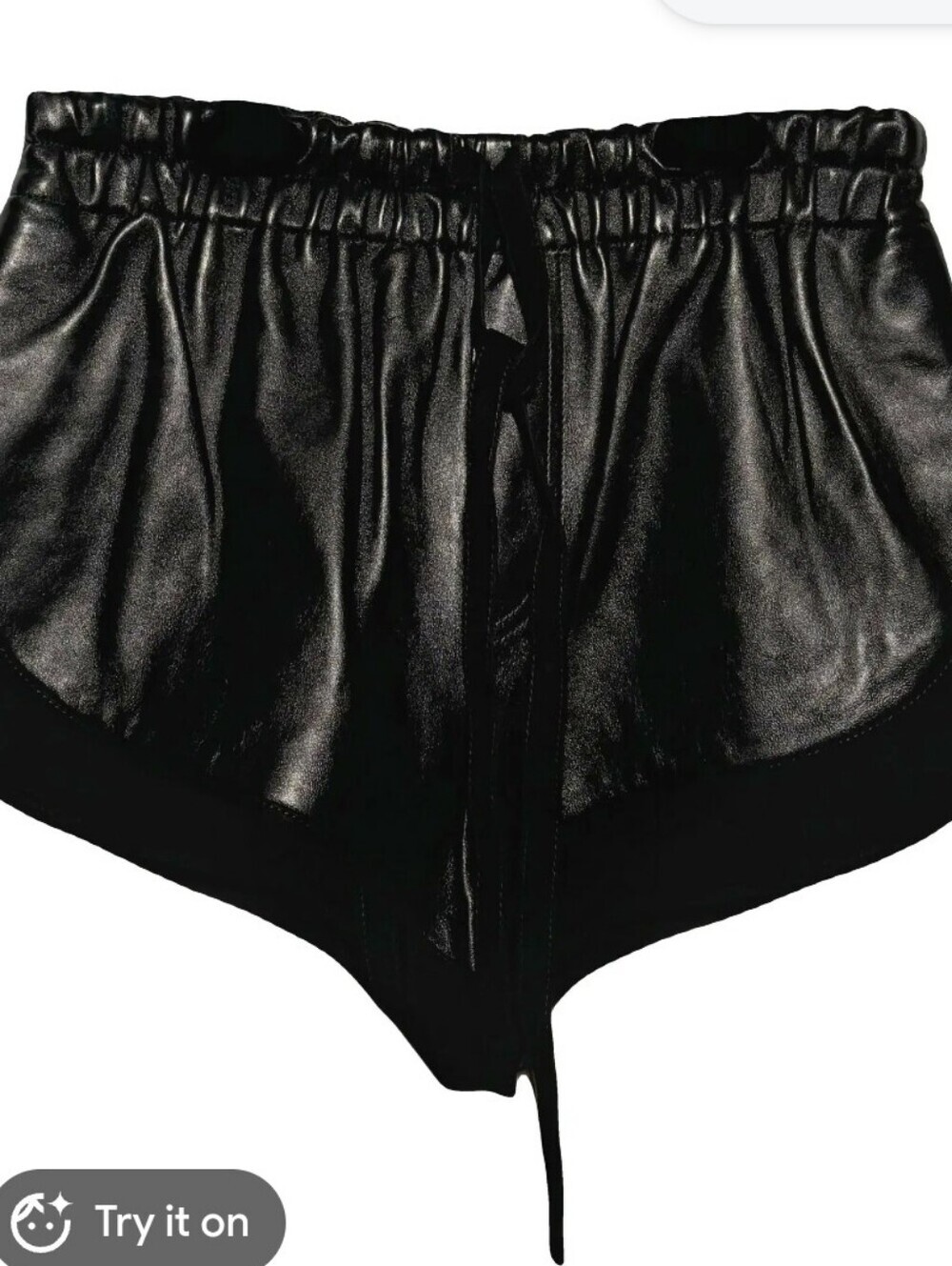 Akira Black Leather High-Shine Drawstring Shorts